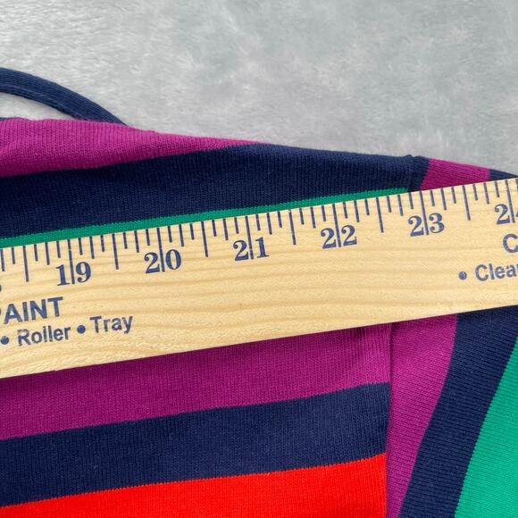 Lands End Top Women Large 14-16 Colorful Striped Cotton Lace-up Tunic Resortwear - Picture 10 of 16